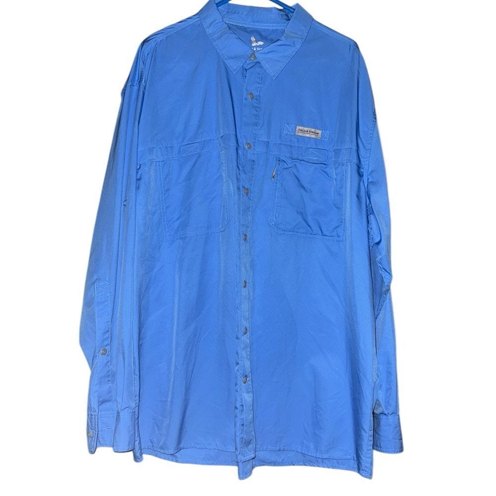 Field & Stream Fishing Shirt  Men's Blue Long Sleeve Size XXX Large